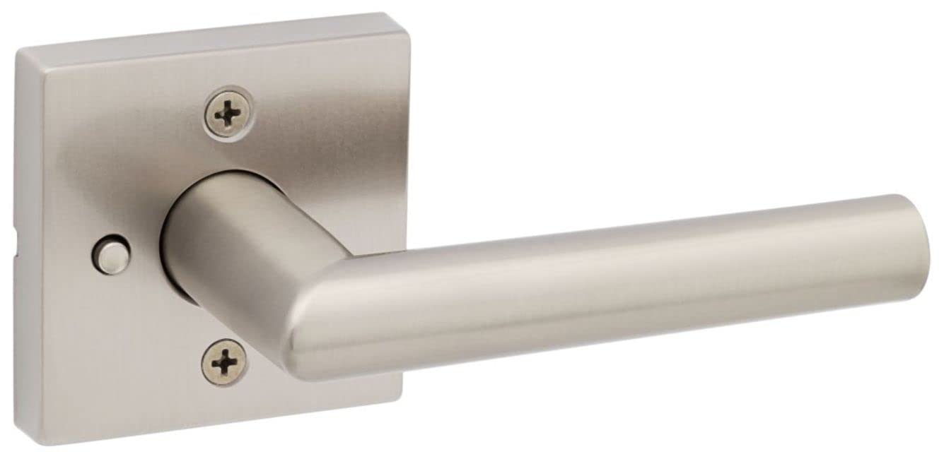 Kwikset 730MILSQT-26 Milan Lever with Square Rose Privacy Door Lock with 6AL Latch and RCS Strike Bright Chrome Finish