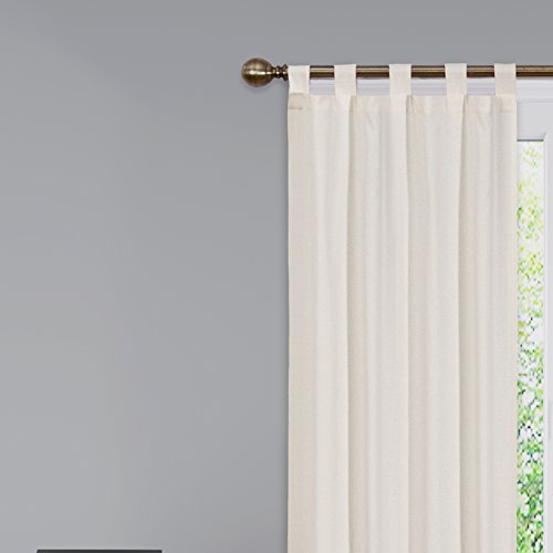 PAIRS TO GO Montana Modern Decorative Tab Top Window Curtains for Bedroom or Living Room (2 Panels), 30" x 95", Natural