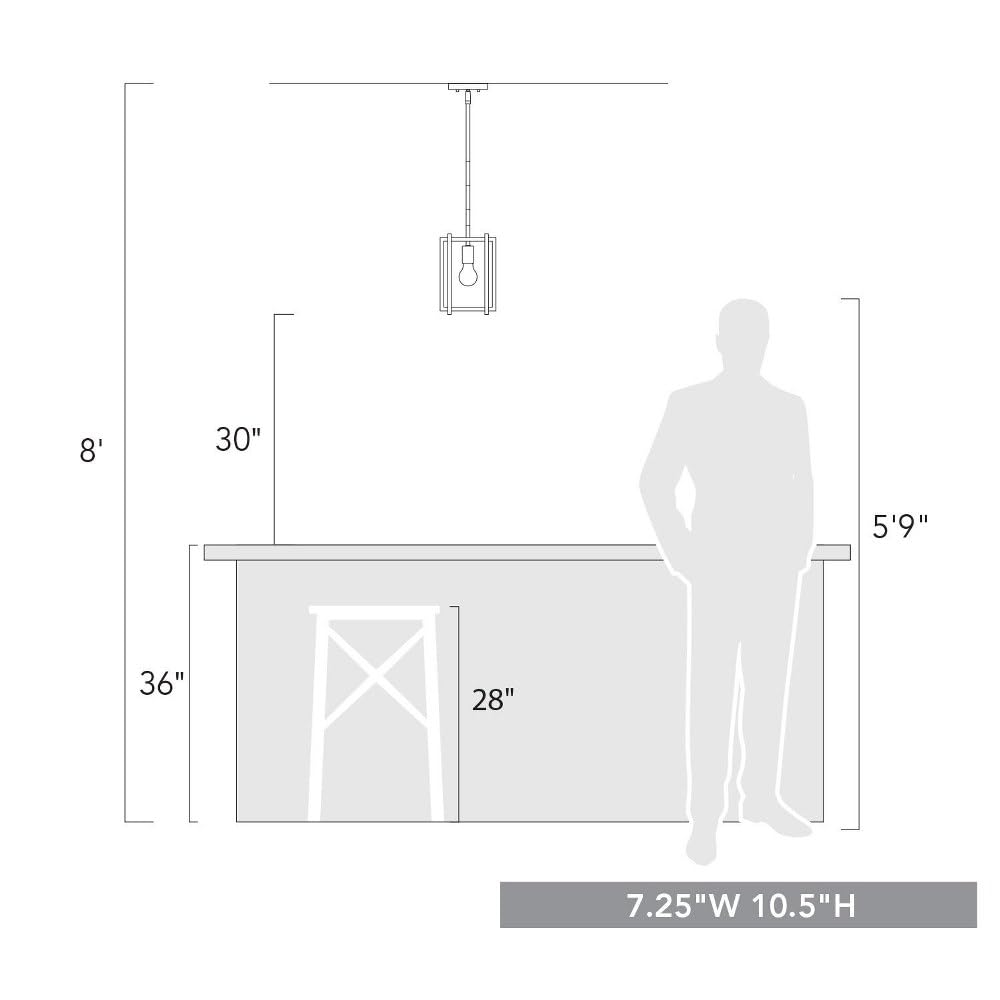 Golden Lighting 6070-M1L BLK-PW One Light Mini Pendant, Black