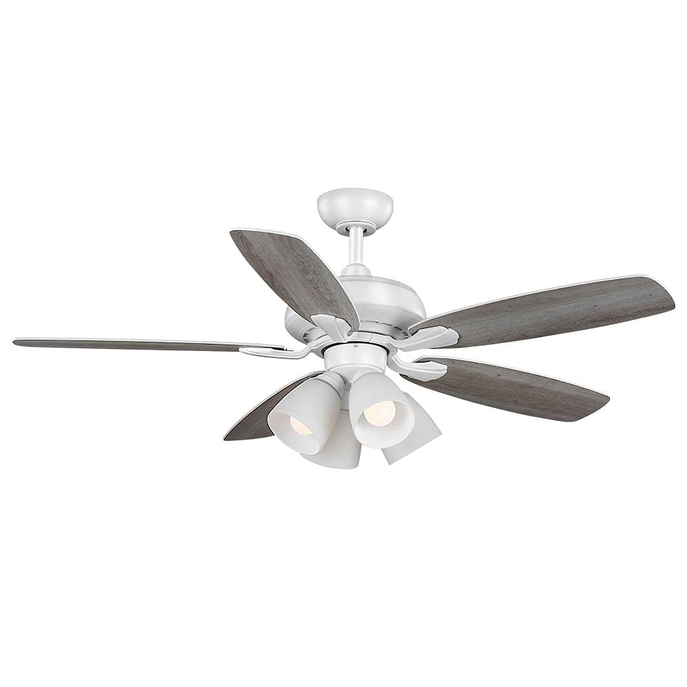 Hampton Bay Hollis 52 in. Indoor LED Matte White Dry Rated Ceiling Fan with 5 Reversible Blades Light Kit and Remote Control, (52198)