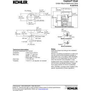 KOHLER K-2210-G-0 Caxton Undercounter Bathroom Sink, White