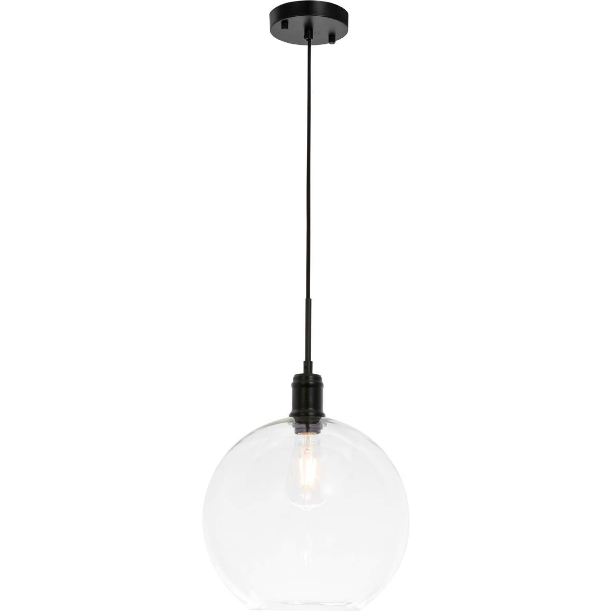 Living District Emett 1-Light Metal Pendant in Black and Clear Glass Finish