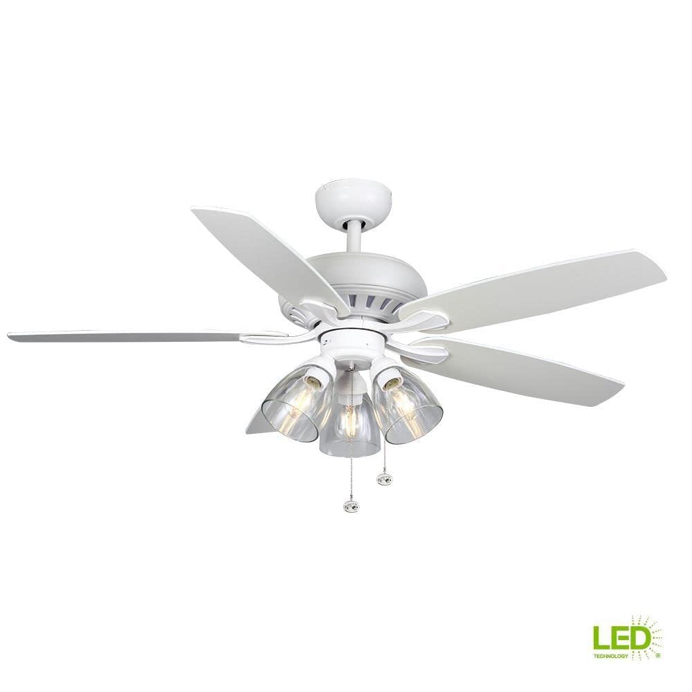 Hampton Bay Rockport 52 in. LED Matte White LED Ceiling Fan with Light kit