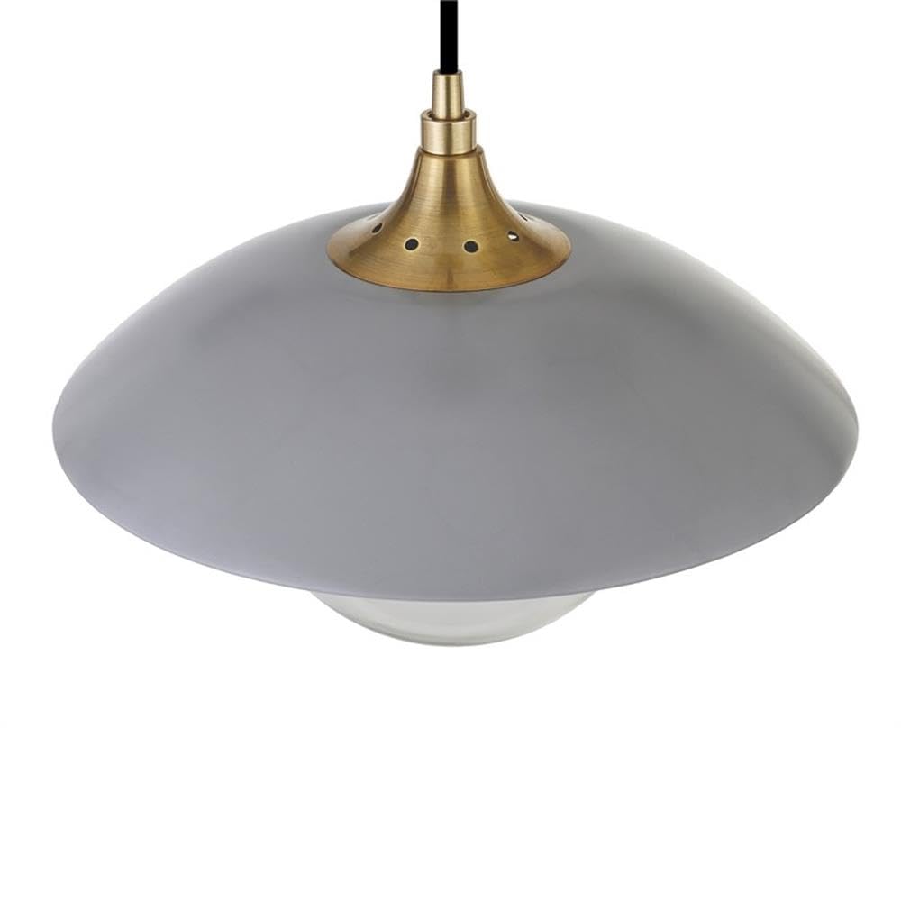 Alvia 14.5" Wide Pendant with Metal/Glass Shade in Cool Gray/Brass/Cool Gray