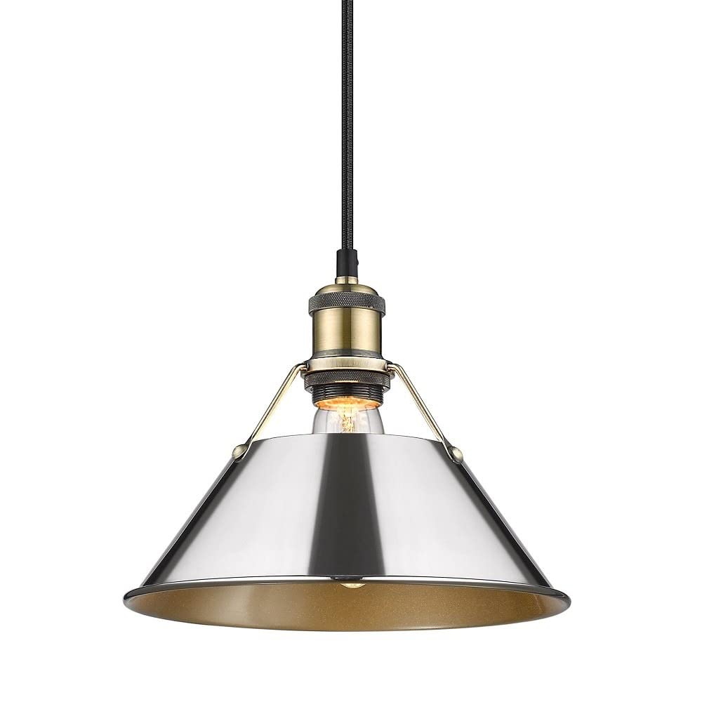 Golden Lighting 3306-M PW-BLK Orwell Pendant, Pewter with Black Shade