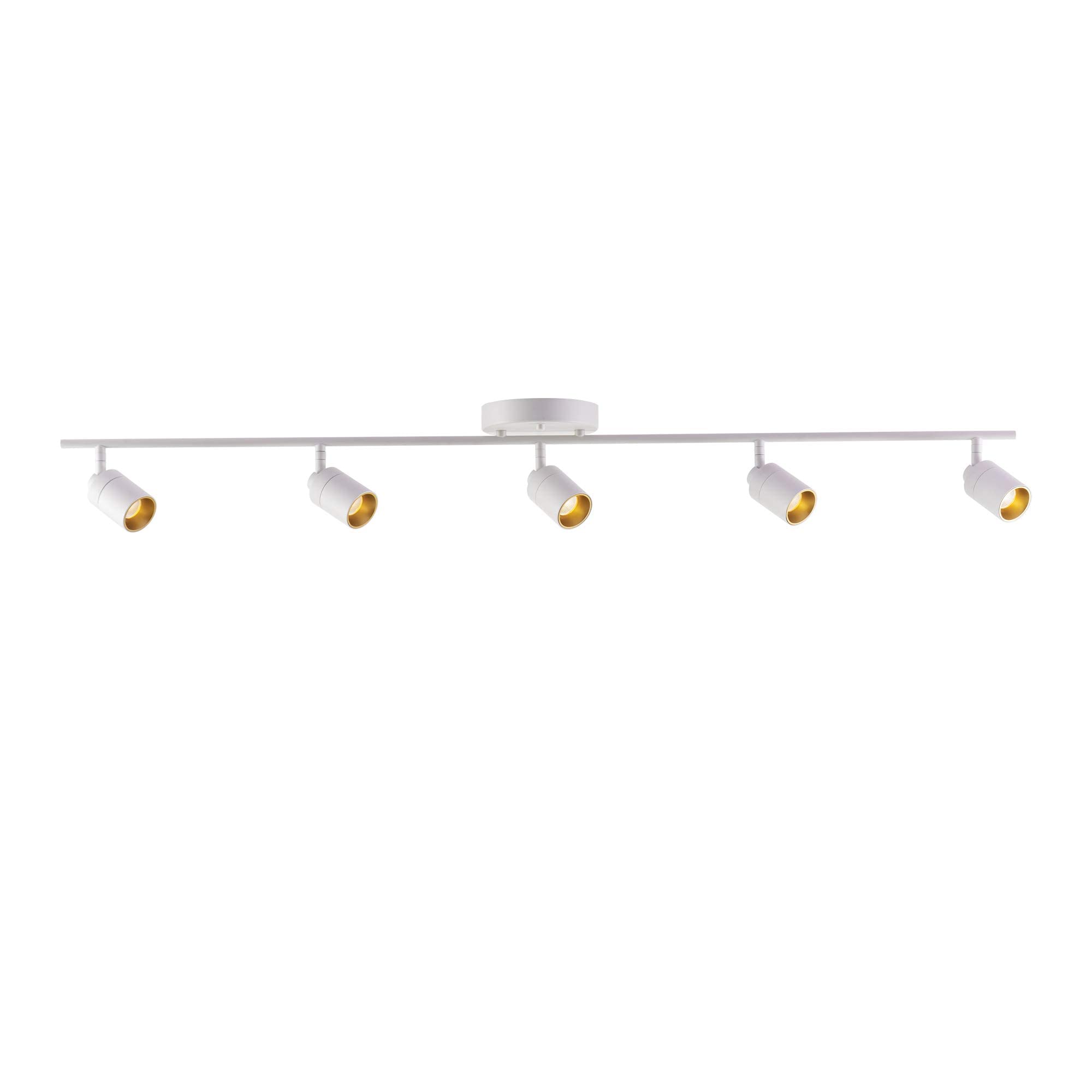 VidaLite LED Track Fixture 7W Five Bulb Fixed Rail Ceiling Lighting with Rotating Heads 3000K Modern Interior Spotlight for Kitchen Art and Living Room, 2450 Lumens, 5, Sand White