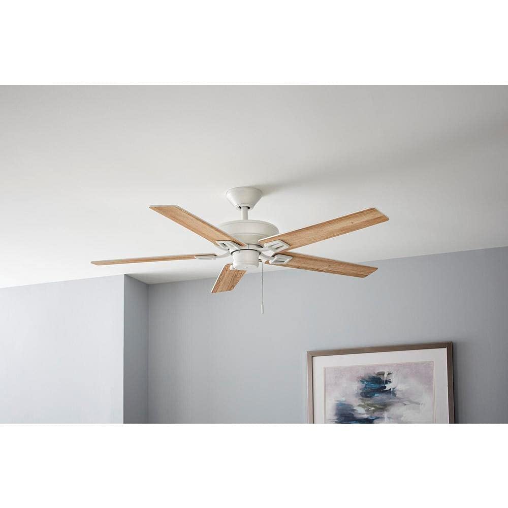 Bayfield 52 in. Indoor Matte White Dry Rated Downrod Ceiling Fan with 5 Reversible Blades