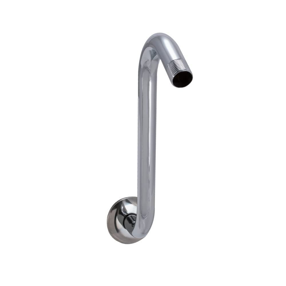 EZ-Flo 8 Inch S-Shape Brass Shower Arm and Flange, 1/2 Inch MIP Connection, Chrome, 15054