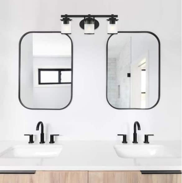 Truitt 23.25 in. 3-Light Matte Black Modern Bath Vanity Light