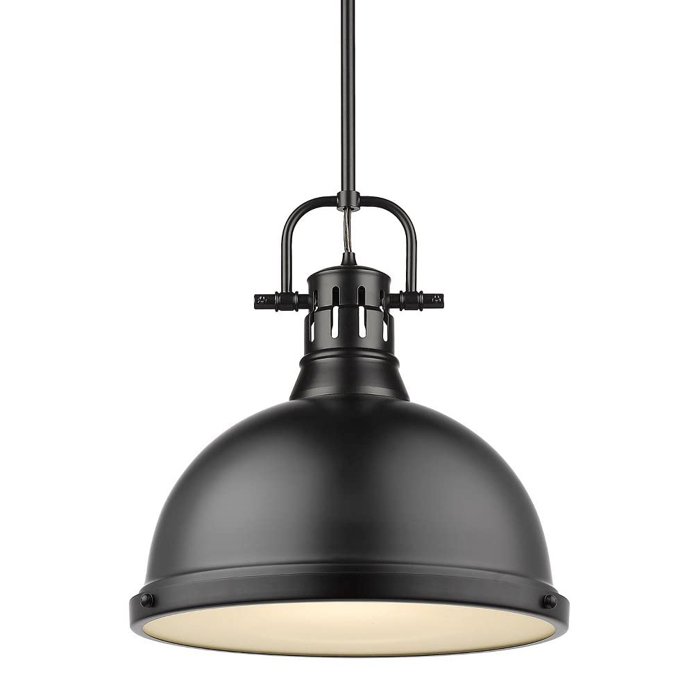 Golden Lighting 3604-L BLK Duncan Pendant, Matte Black with Matte Black Shade