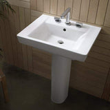 American Standard 641001.222 Boulevard Ceramic Pedestal Rectangular Bathroom sink, 24" L x 19" W x 7" H, Linen