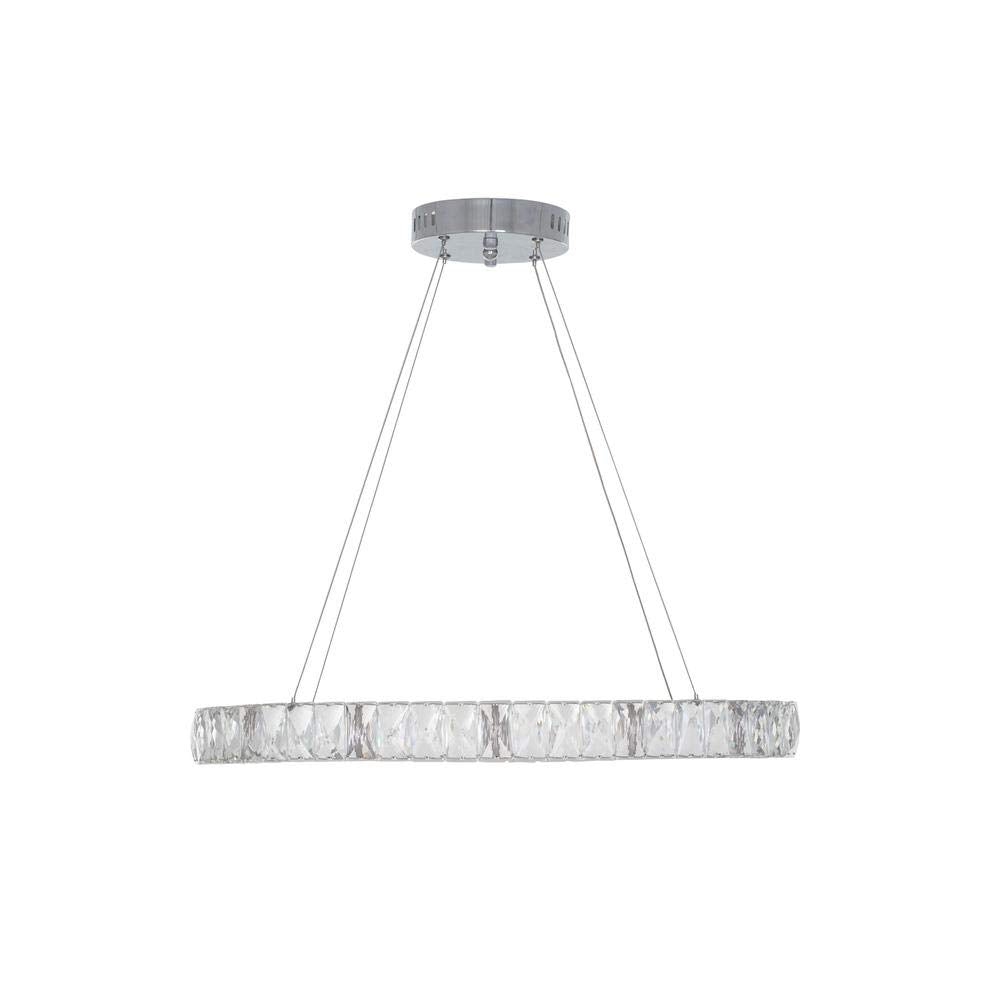 Alsy 26-Watt Chrome Integrated LED Pendant with Clear Crystals