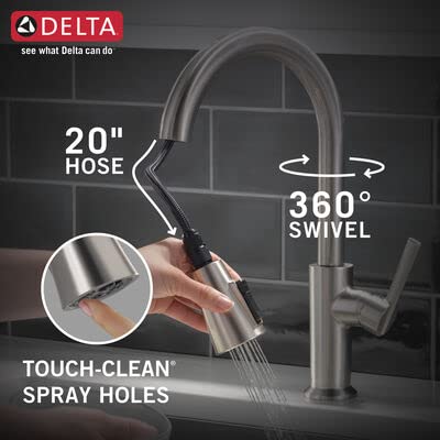 DELTA Emery Single-Handle Pull-Down Sprayer Kitchen Faucet with ShieldSpray and Soap Dispenser in SpotShield Stainless Steel