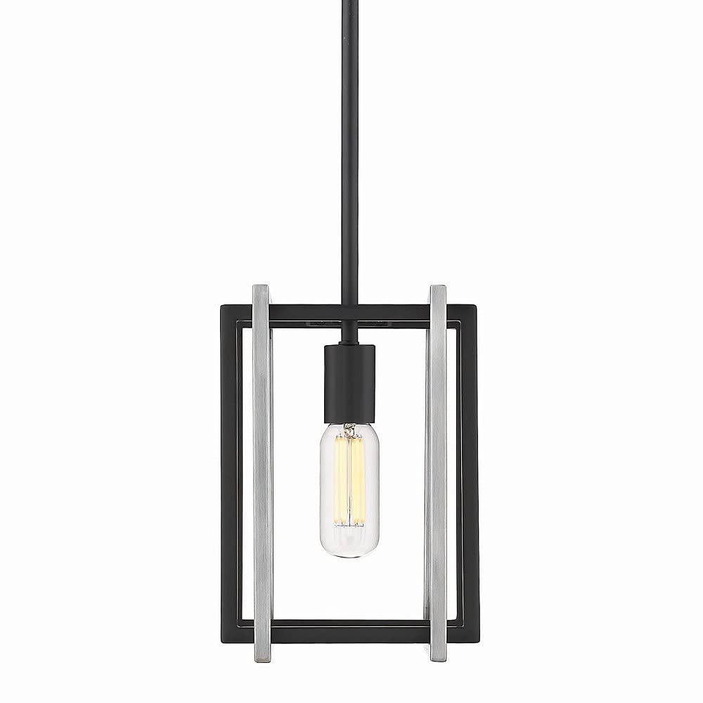 Golden Lighting 6070-M1L BLK-PW One Light Mini Pendant, Black