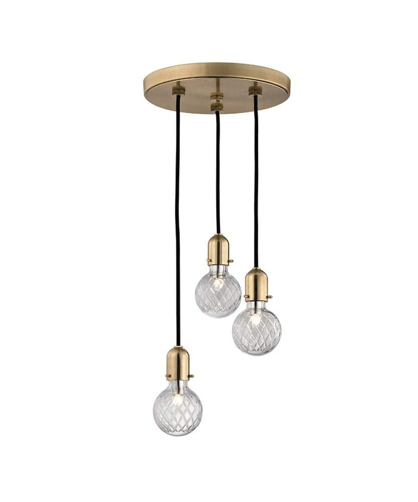 Hudson Valley Lighting 1103-AGB Marlow - Three Light Pendant - 10 Inches Wide by 6.5 Inches High, Finish Color: Aged Brass