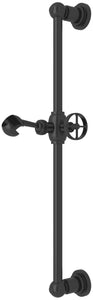 Rohl Campo Bath All Brass Sliding Rail in Matte Black with Wheel Handle ON Sliding Mechanism