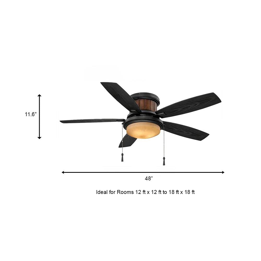 Hampton Bay Roanoke 48 in. LED Indoor/Outdoor Natural Iron Ceiling Fan with Light Kit