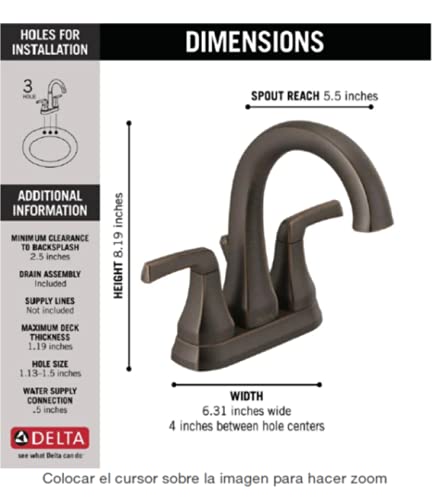 Portwood 4 in. Centerset 2-Handle Bathroom Faucet in Venetian Bronze by Delta