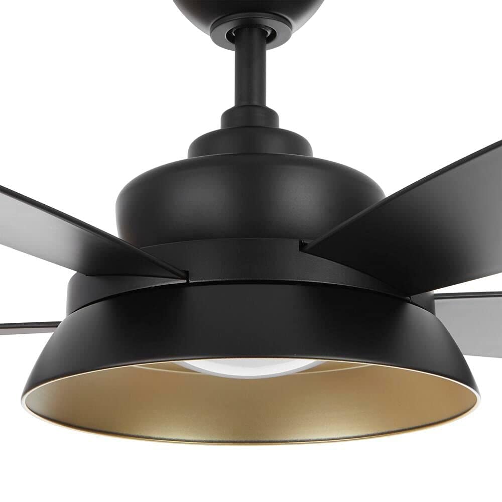 Kempston 52 in. Integrated LED Outdoor Matte Black Ceiling Fan with Light Kit and Remote Control