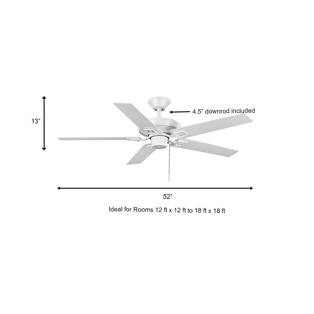 Bayfield 52 in. Indoor Matte White Dry Rated Downrod Ceiling Fan with 5 Reversible Blades