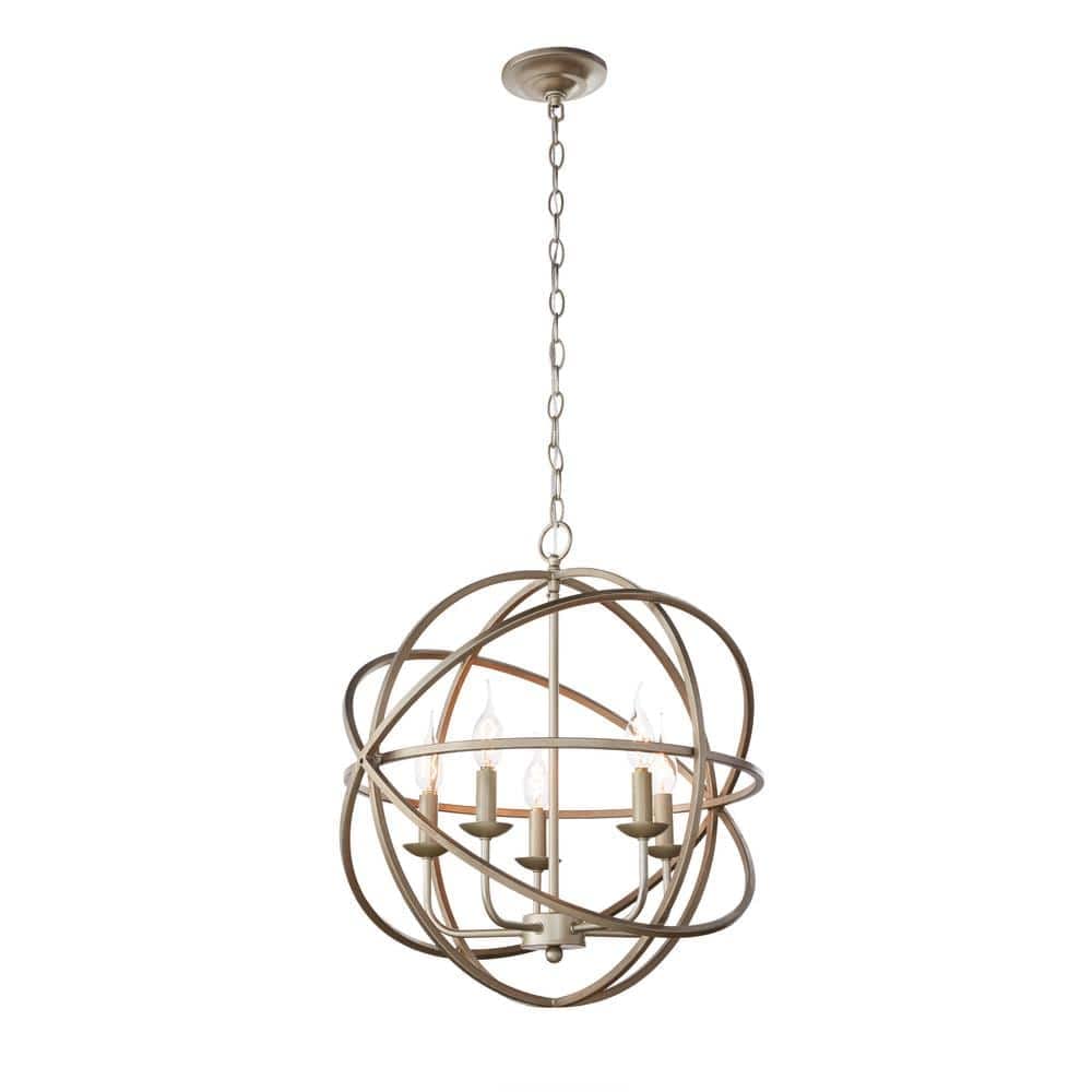 Home Decorators Collection 5-Light Antique Silver Orb Pendant-LSA 55607