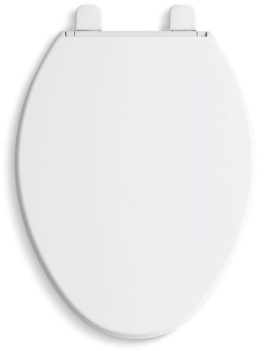 Kohler K-20110-0 Brevia Elongated Toilet Seat with Grip-Tight Bumpers, Quiet-Close Seat, Quick-Attach Hardware, White