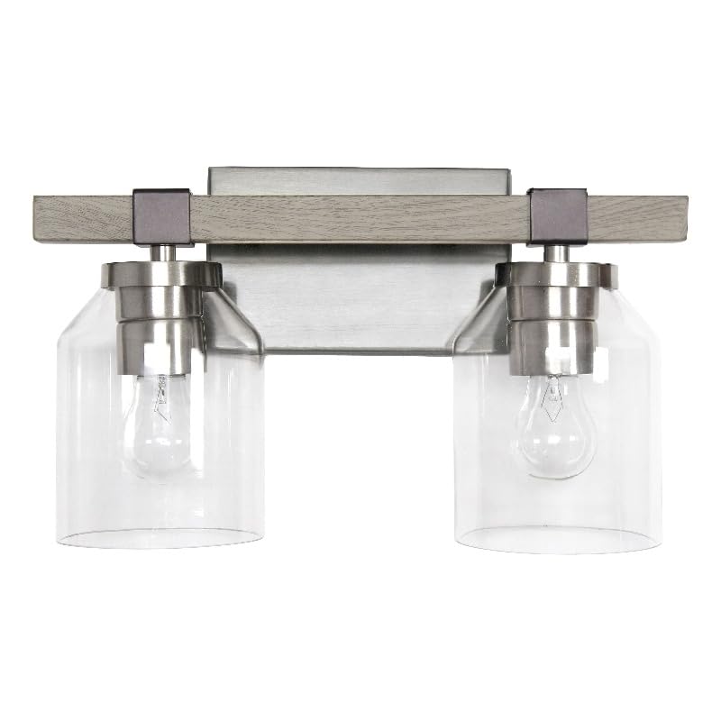 All The Rages Barnlit 2-Light Metal & Glass Vanity Fixture in Brushed Nickel