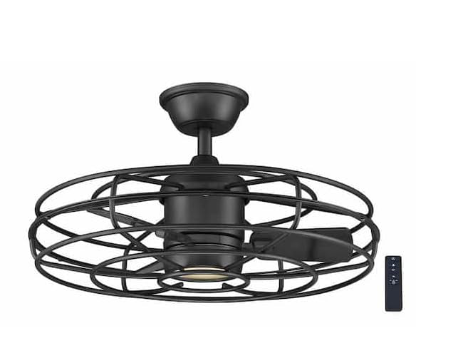 Heritage Point 25 in. Integrated LED Indoor/Covered Outdoor Matte Black Ceiling Fan with Light and Remote Control