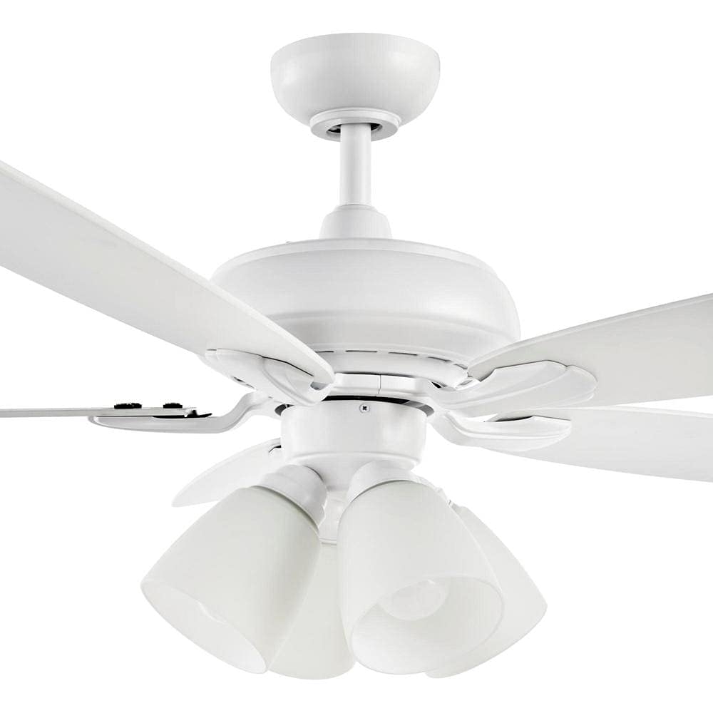 Hampton Bay Hollis 52 in. Indoor LED Matte White Dry Rated Ceiling Fan with 5 Reversible Blades Light Kit and Remote Control, (52198)