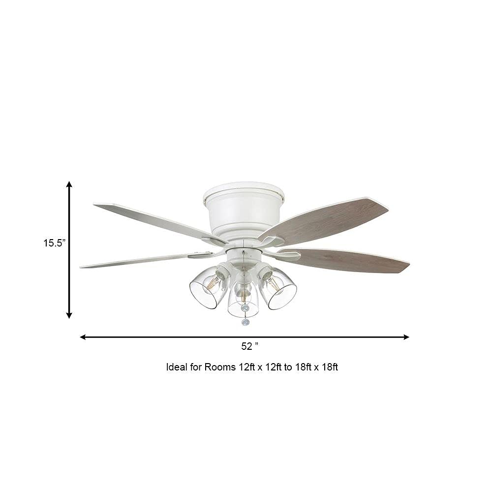 Hampton Bay Stoneridge 52 in. Matte White Hugger LED Ceiling Fan with Light Kit