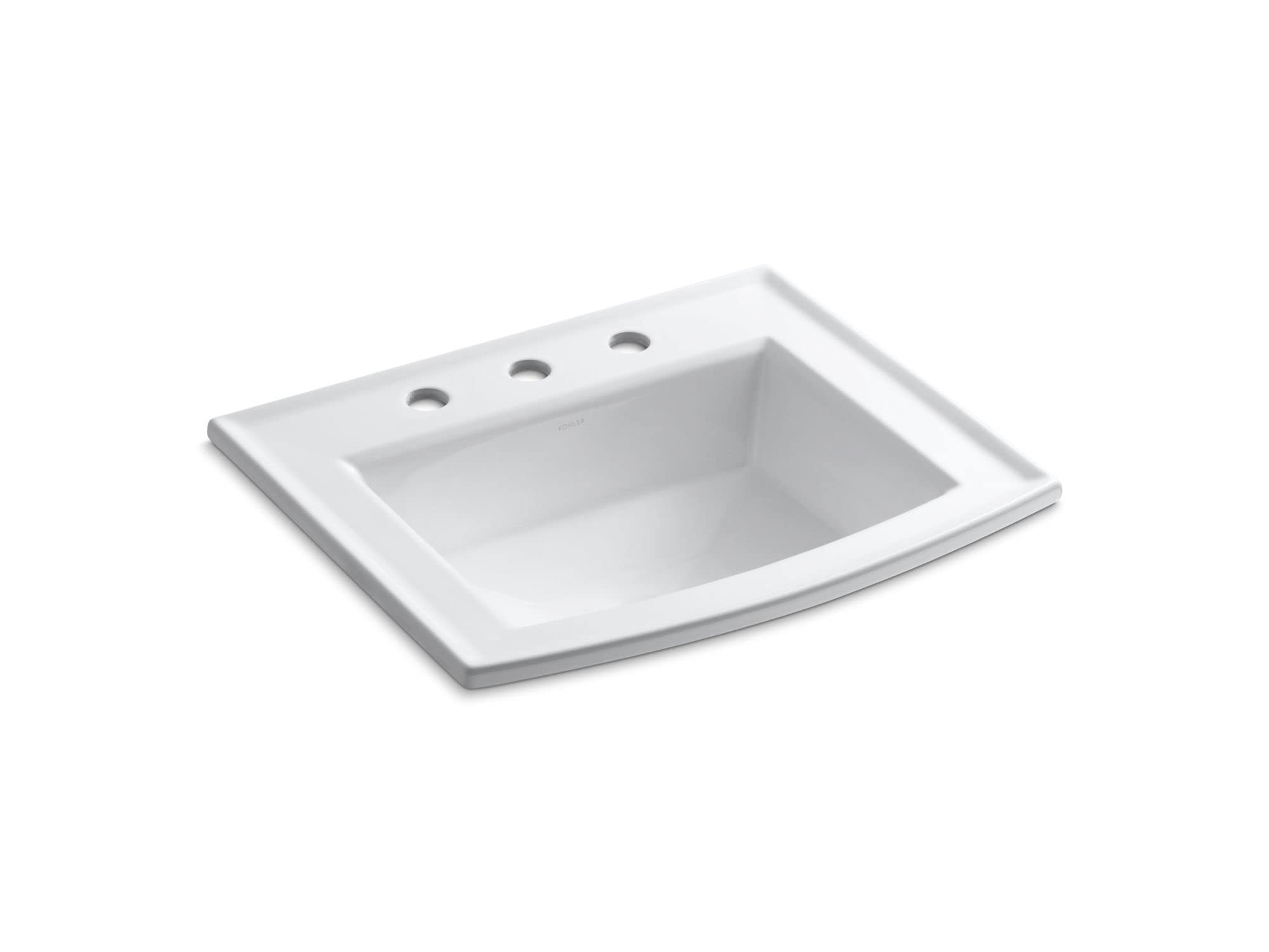 KOHLER K-2356-8-0 Archer Drop-In Bathroom Sink with 8-Inch Centers, White