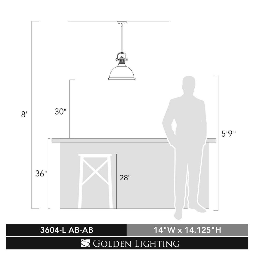 Golden Lighting 3604-L BLK Duncan Pendant, Matte Black with Matte Black Shade