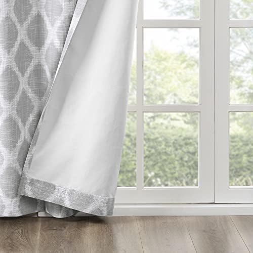 Sun Smart Blakesly Blackout Curtains Patio Window, Ikat Print, Grommet Top Living Room Decor, Living Room Decor, Thermal Insulated Light Blocking Drape for Bedroom and Apartments, 100" x 84", Grey