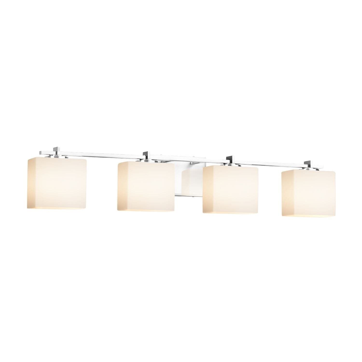 Justice Design Group Lighting FSN-8444-55-OPAL-CROM Fusion Era 4-Light Bath Bar, Polished Chrome