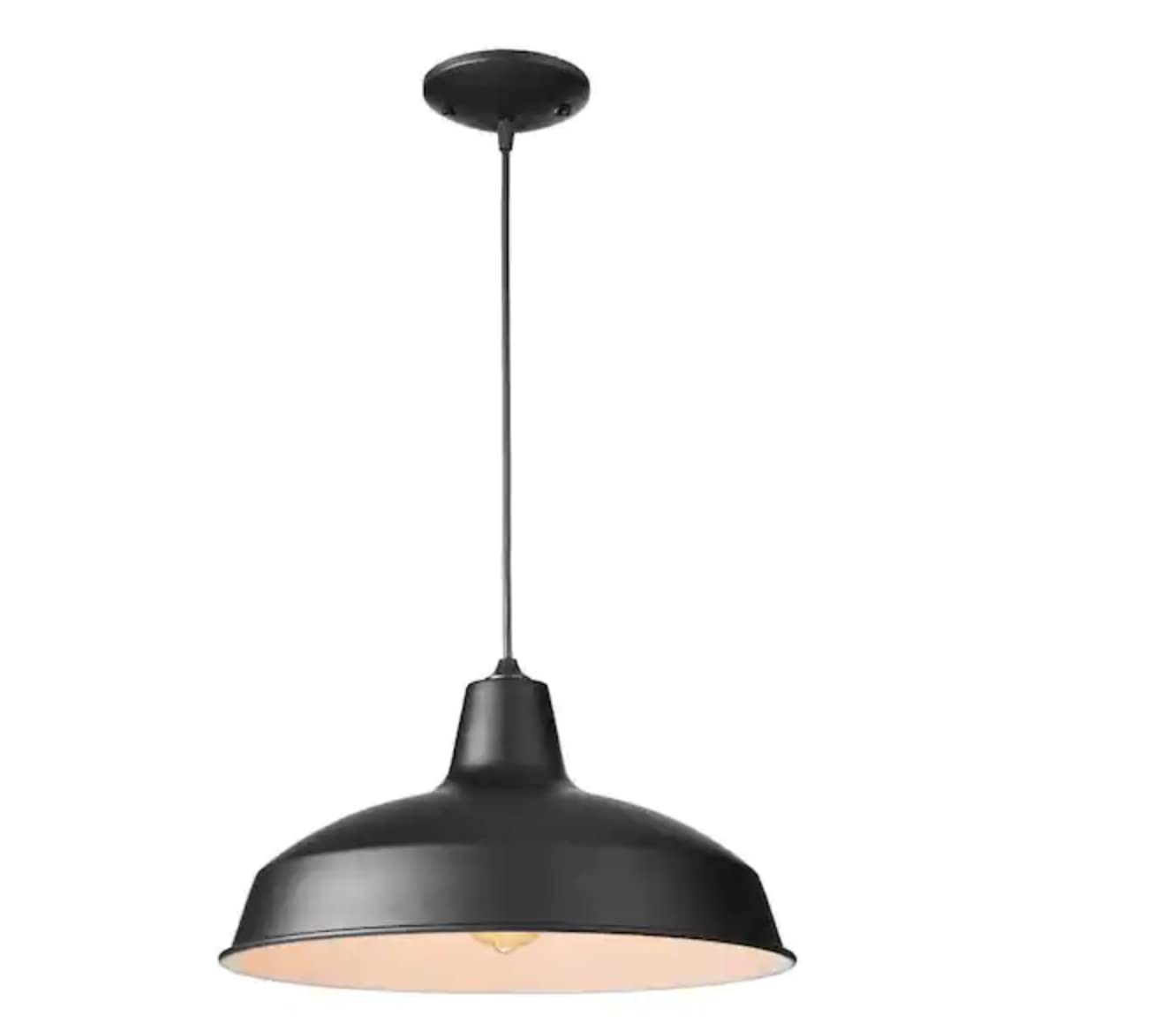 Hampton Bay Lighting 1-Light Black Warehouse Pendant Hanging Light with Metal Shade, Matte Black (AF-1032R/BK)