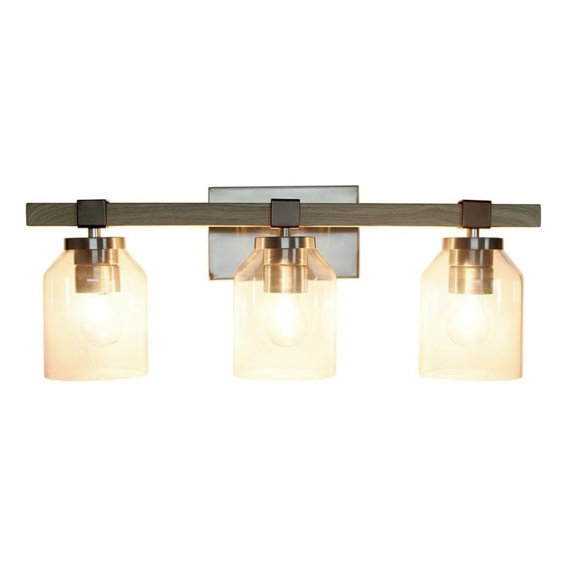 All The Rages Barnlit 3-Light Metal & Glass Vanity Fixture in Brushed Nickel