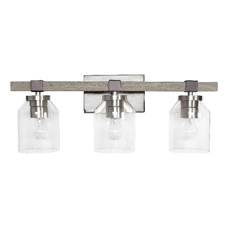 All The Rages Barnlit 3-Light Metal & Glass Vanity Fixture in Brushed Nickel