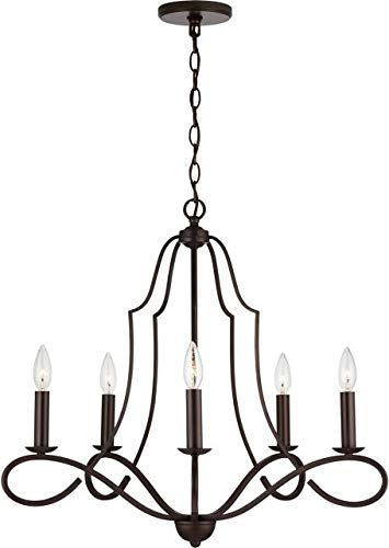 HomePlace Lighting 439551BZ Cameron European Inspired Chandelier, 5-Light 500 Total Watts, 24" H x 27" W, Bronze