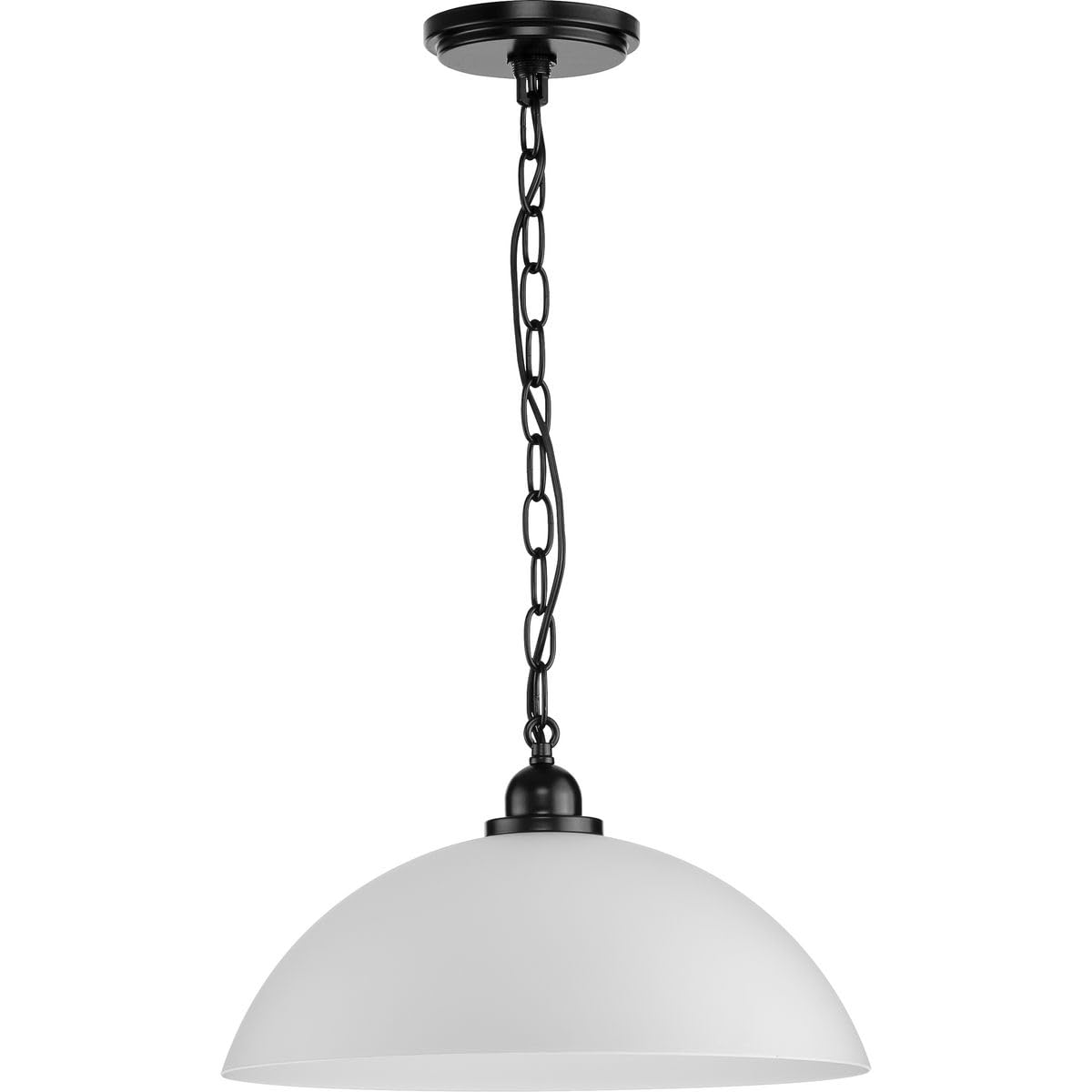 Progress Lighting Classic Dome Collection One-Light Matte Black Transitional Pendant