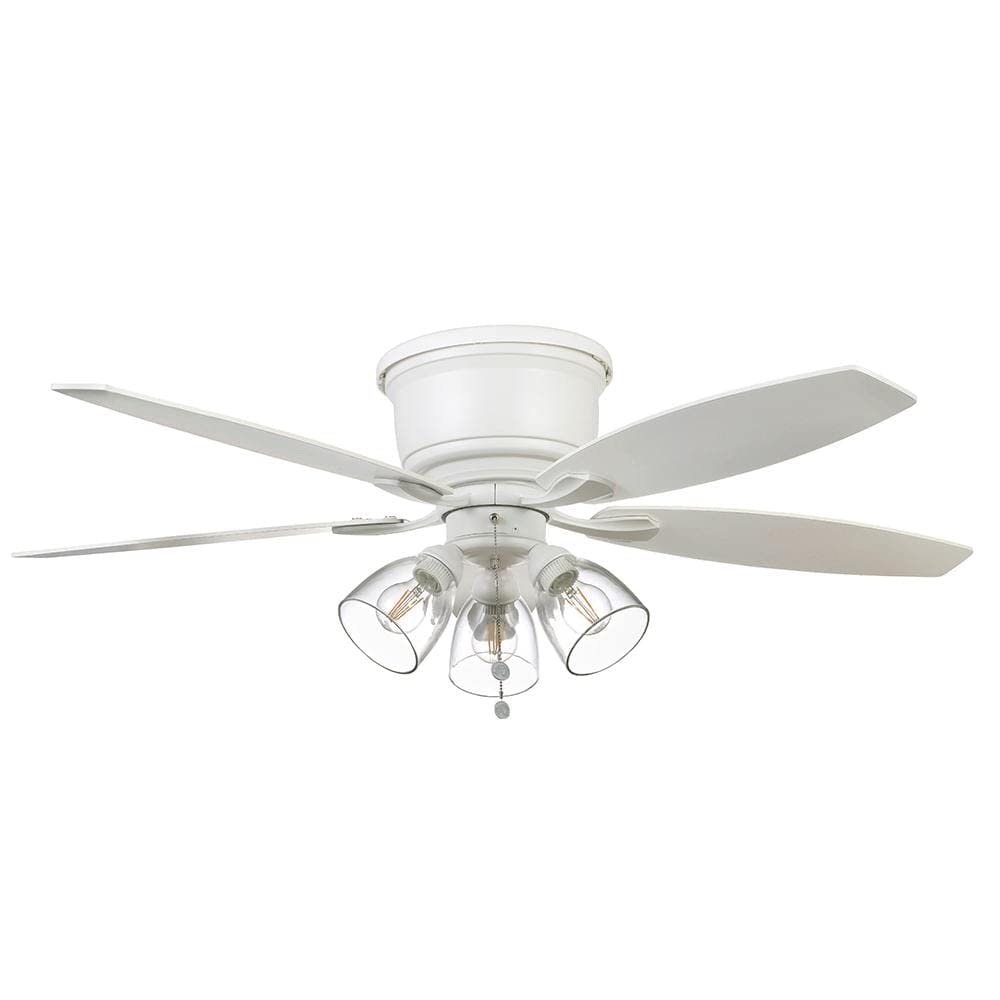 Hampton Bay Stoneridge 52 in. Matte White Hugger LED Ceiling Fan with Light Kit