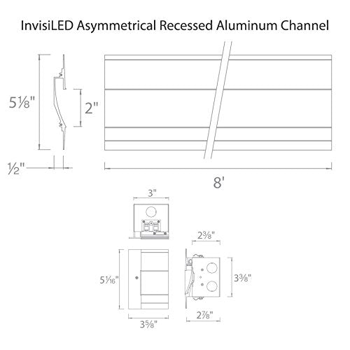 WAC Lighting LED-T-RBOX2-WT InvisiLED Power Feed for Asymmetrical Recessed Channel with Junction Box, White