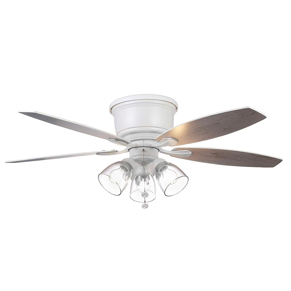 Hampton Bay Stoneridge 52 in. Matte White Hugger LED Ceiling Fan with Light Kit