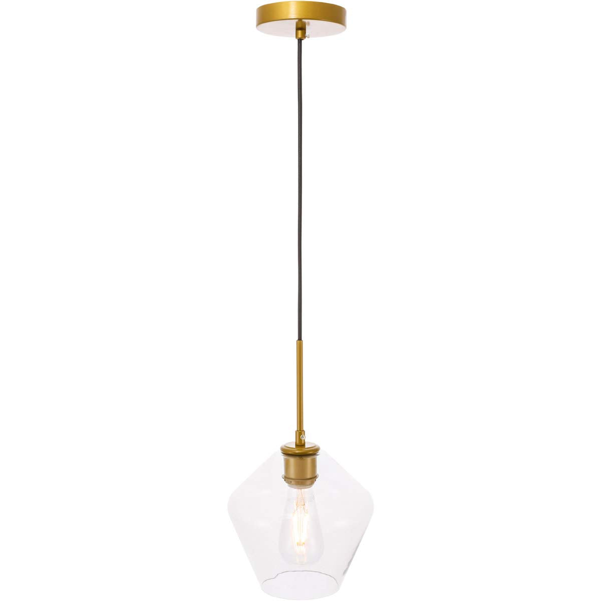 Elegant Lighting Living District Indoor Modern Home Decorative Bright Ceiling Gene 1 Light Brass and Clear Glass Pendant