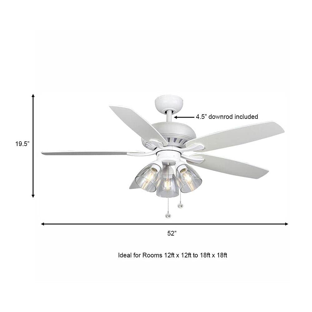 Hampton Bay Rockport 52 in. LED Matte White LED Ceiling Fan with Light kit