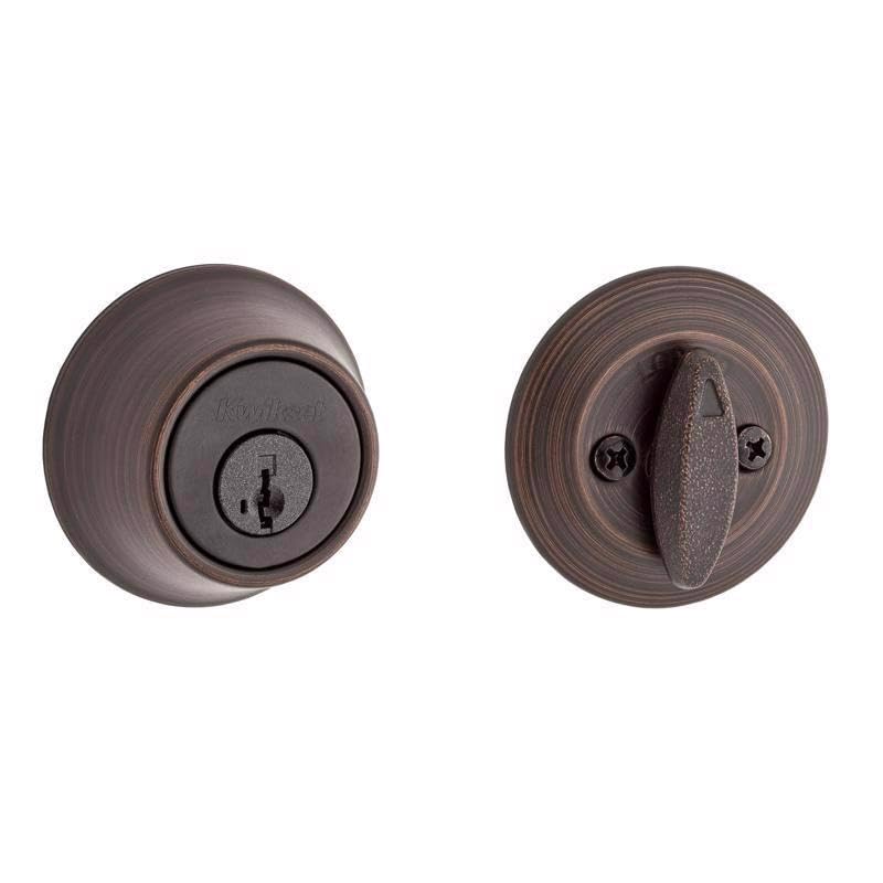 Kwikset SmartKey Security Classic Venetian Bronze Entry Knob and Single Cylinder Deadbolt KW1 2-3/4