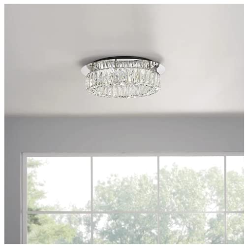 Keighley Crystal 100-Watt Polished Chrome Integrated LED Flush Mount