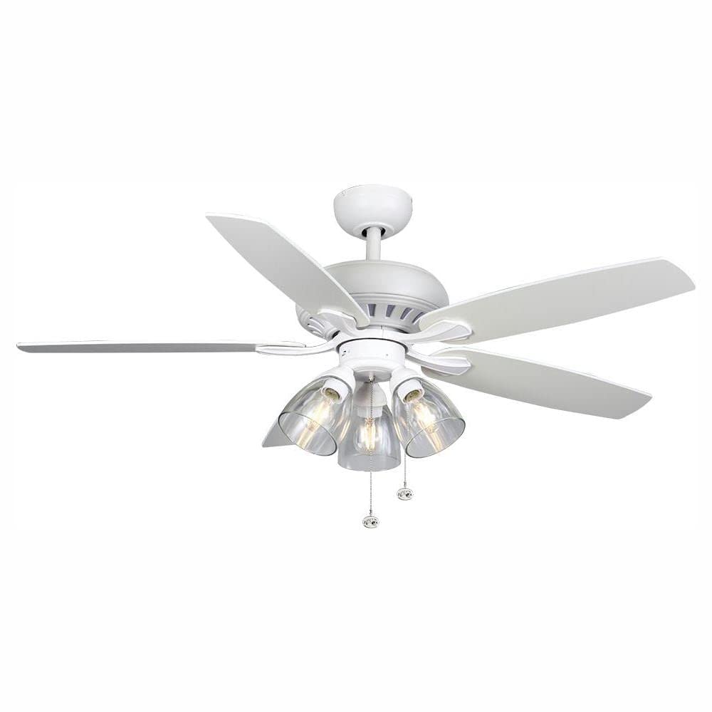 Hampton Bay Rockport 52 in. LED Matte White LED Ceiling Fan with Light kit