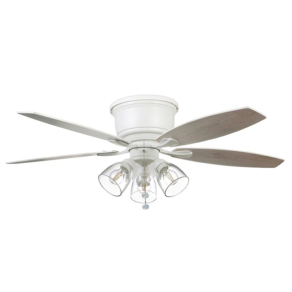 Hampton Bay Stoneridge 52 in. Matte White Hugger LED Ceiling Fan with Light Kit