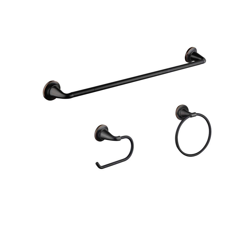 Glacier Bay Constructor 3-Piece Bath Hardware Set with Expandable Towel Bar, Towel Ring, and Toilet Paper Holder in Bronze