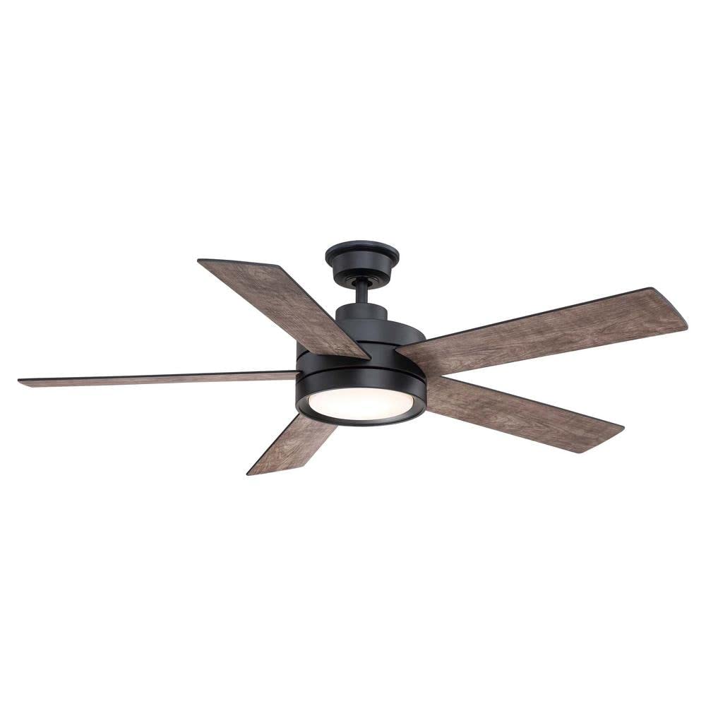 Home Decorators Collection Baxtan 56 in. LED Matte Black Ceiling Fan with Light and Remote Control AM731A-MBK